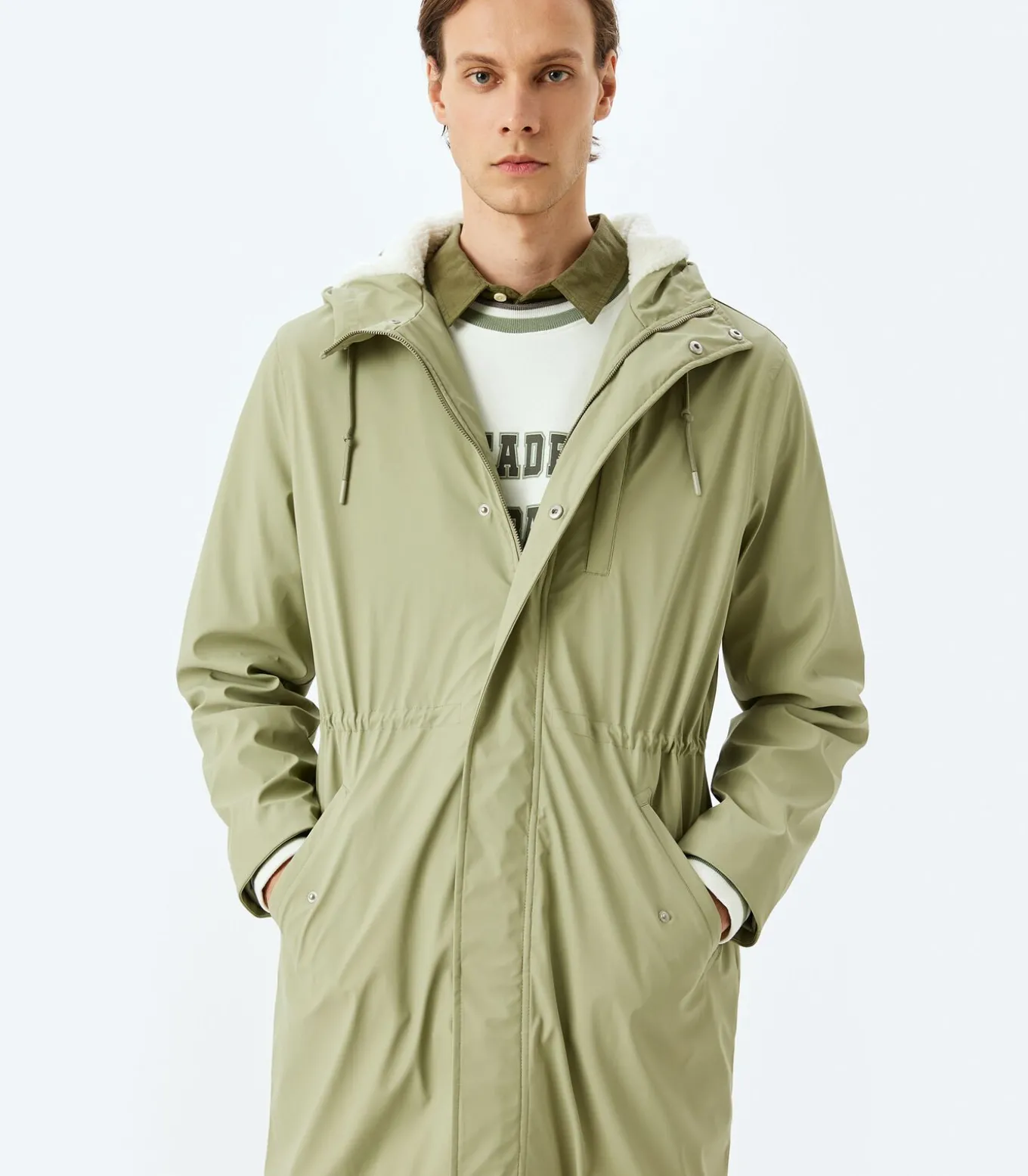 Regenjas Heren Slim Fit Kap Knoopsluiting