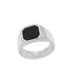 Ring voor mannen, roestvrij staal, lijnsteen