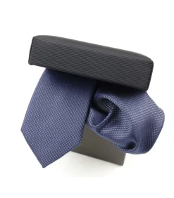 Set zijden das en pochet donkerblauw