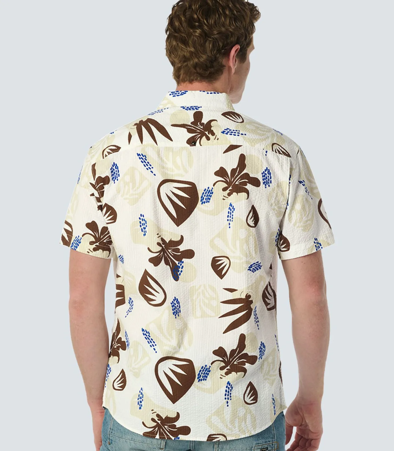 Shirt met resort kraag en seersucker stof - Stijlvolle toevoeging aan je garderobe