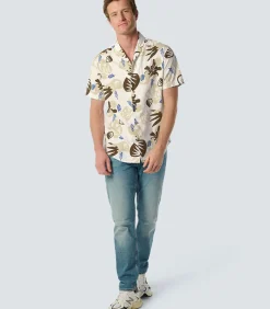 Shirt met resort kraag en seersucker stof - Stijlvolle toevoeging aan je garderobe