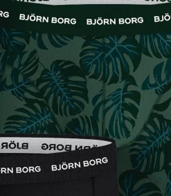 short 3 pack cotton stretch boxer black / print / green