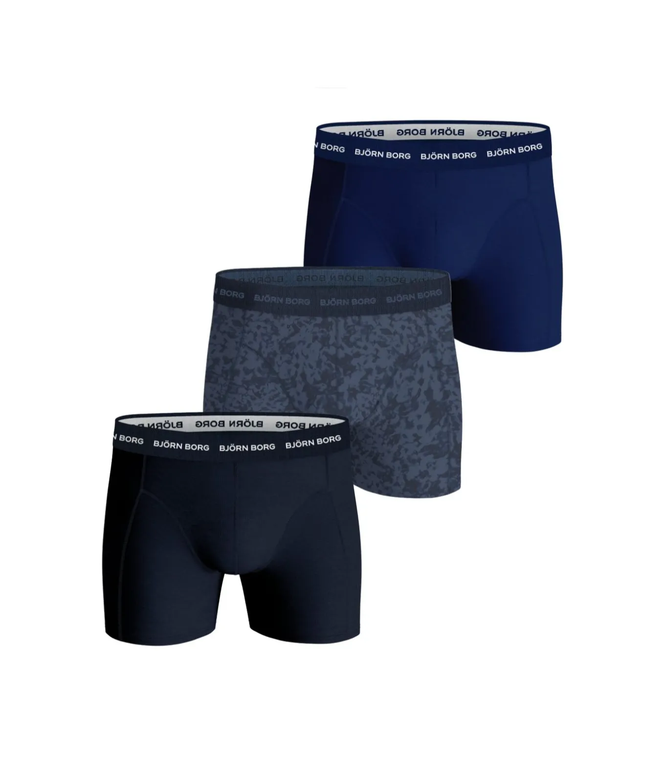 short 3 pack cotton stretch boxer navy blue / print / blue