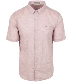 Short Sleeve Overhemd Linen Blend Roze