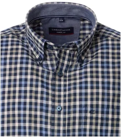 Short Sleeve Overhemd Ruiten Navy