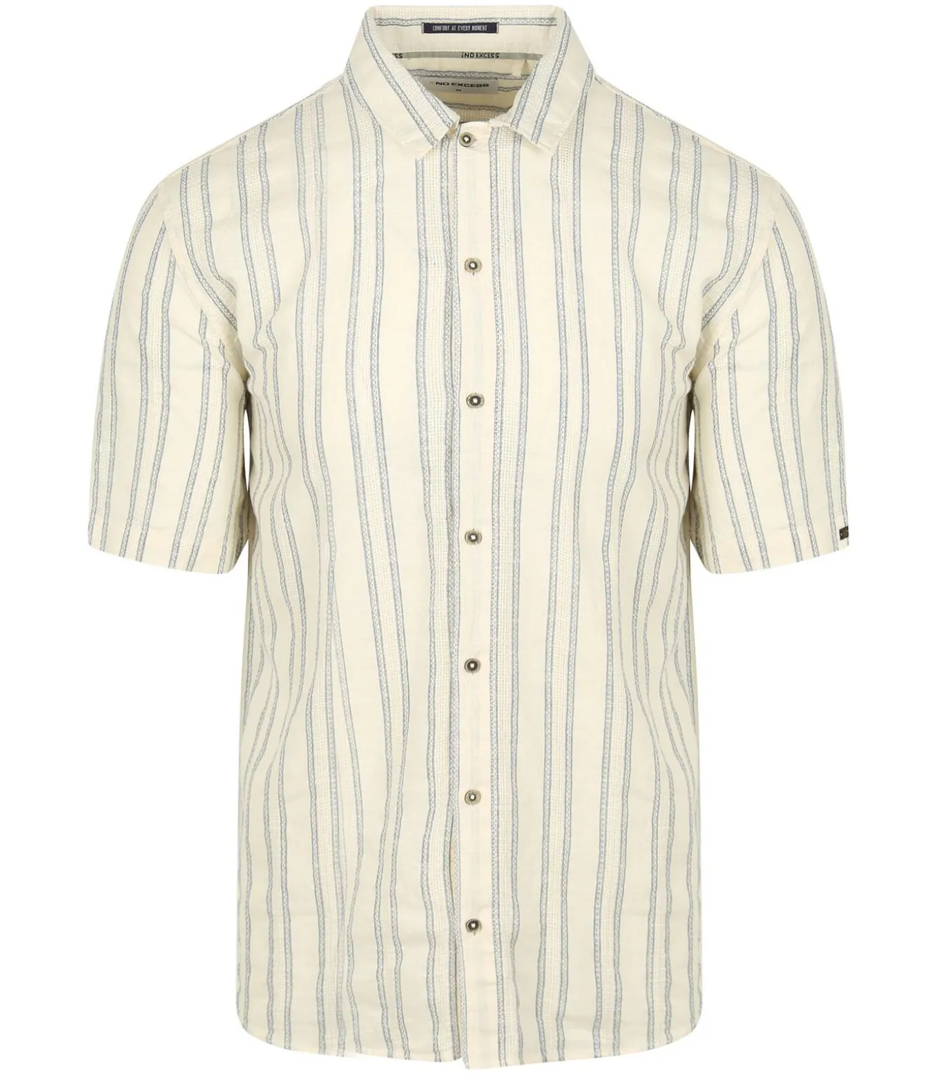 Short Sleeve Overhemd Streep Ecru