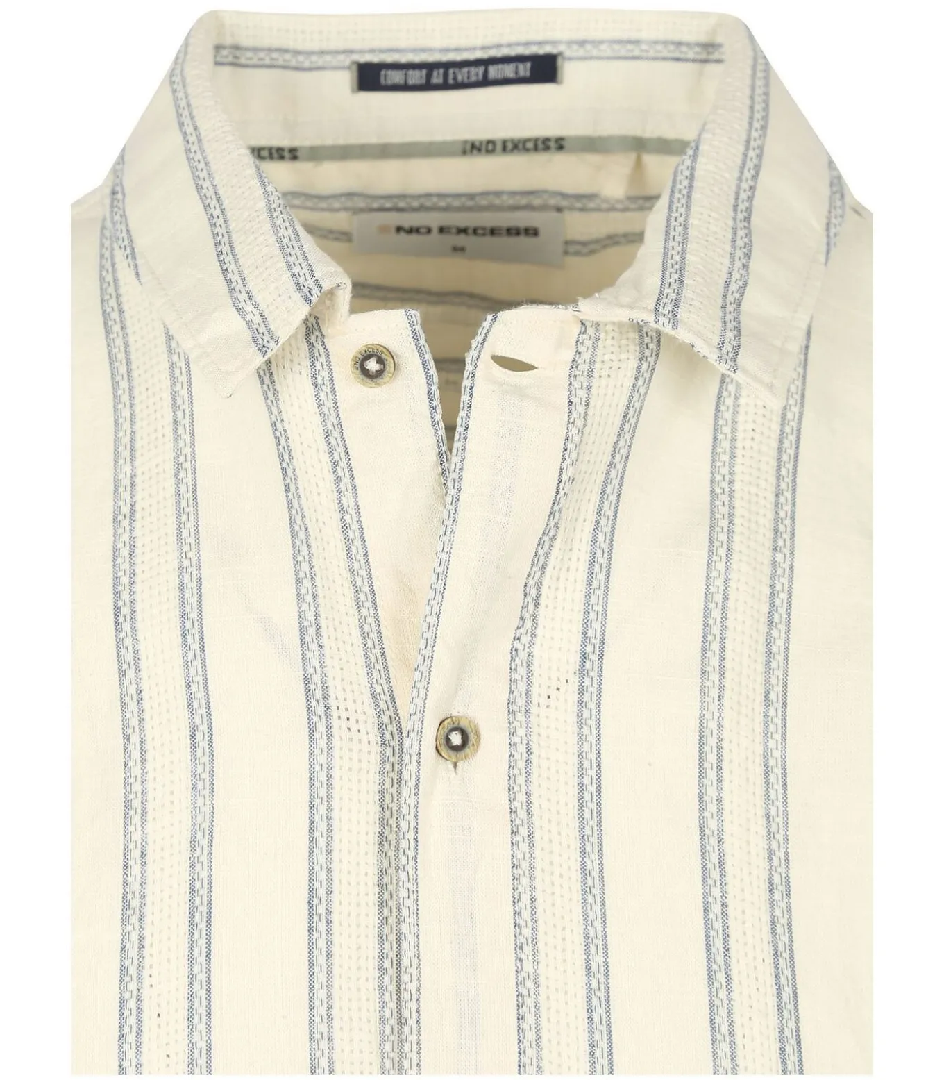 Short Sleeve Overhemd Streep Ecru