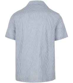 Short Sleeve Overhemd Stripe Seersucker Lichtblauw