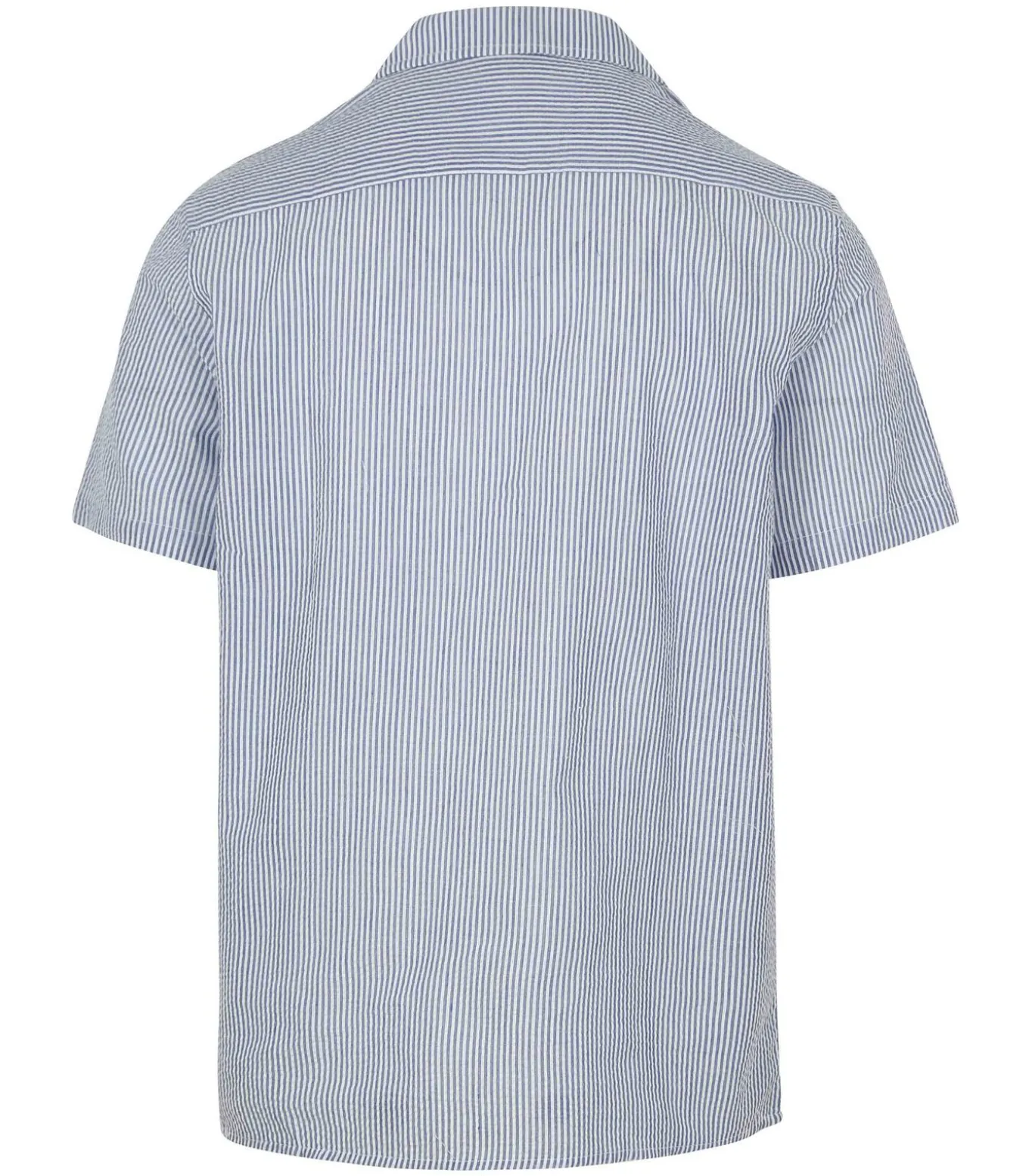 Short Sleeve Overhemd Stripe Seersucker Lichtblauw