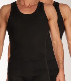 singlet 2 pack authentic 4-1 rib undershirts black