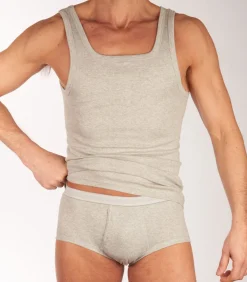singlet basic cotton 1-1 rib grey