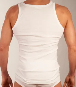 singlet basic cotton 1-1 rib white