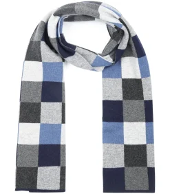 Sjaal Wol Ruiten Blauw Grijs