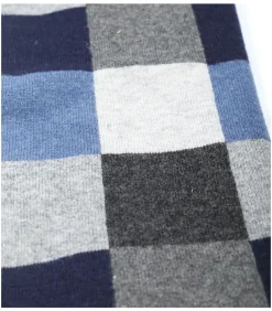 Sjaal Wol Ruiten Blauw Grijs
