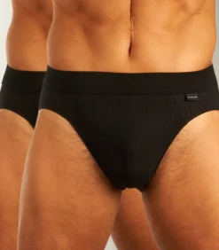 slip 2 pack authentic 4-1 rib rio briefs black