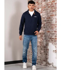 Small box quarter zip sweat - blue marine