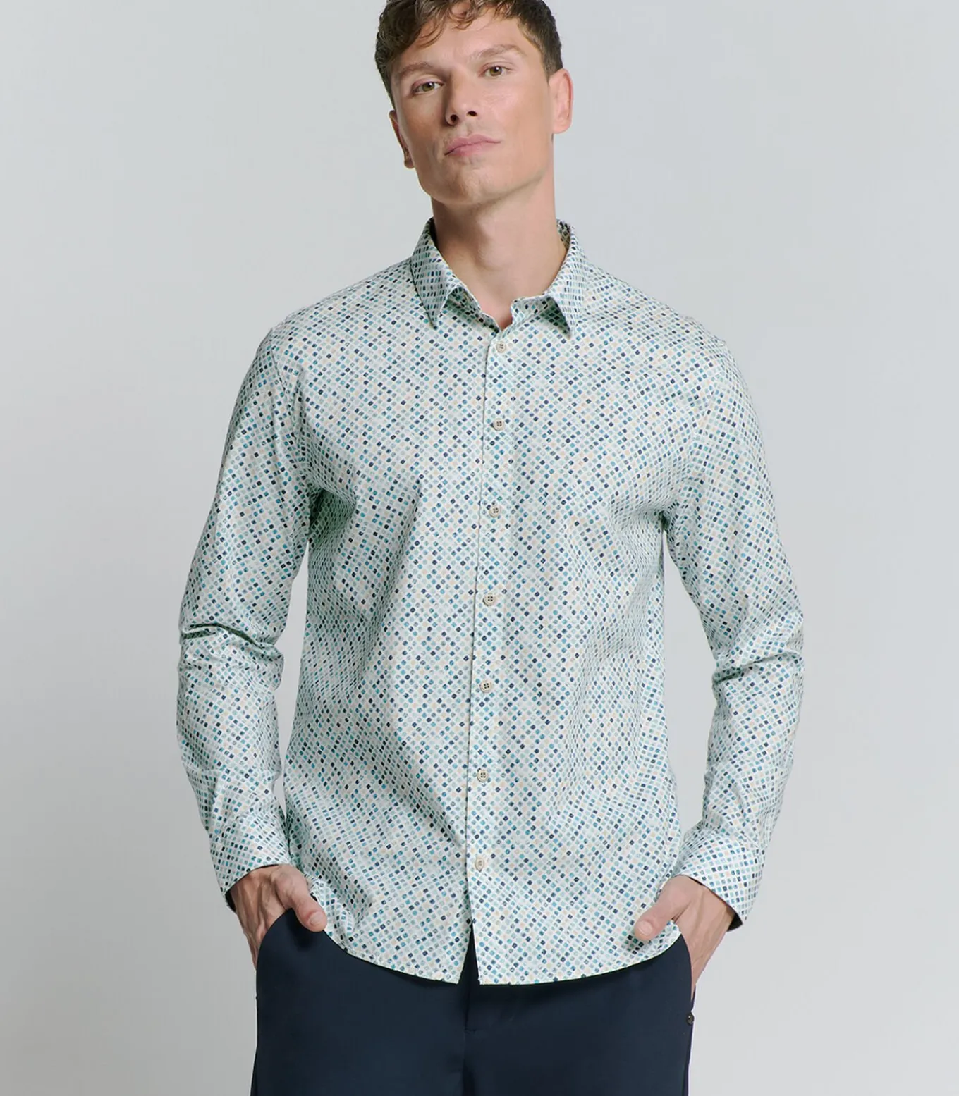Stretch overhemd met print