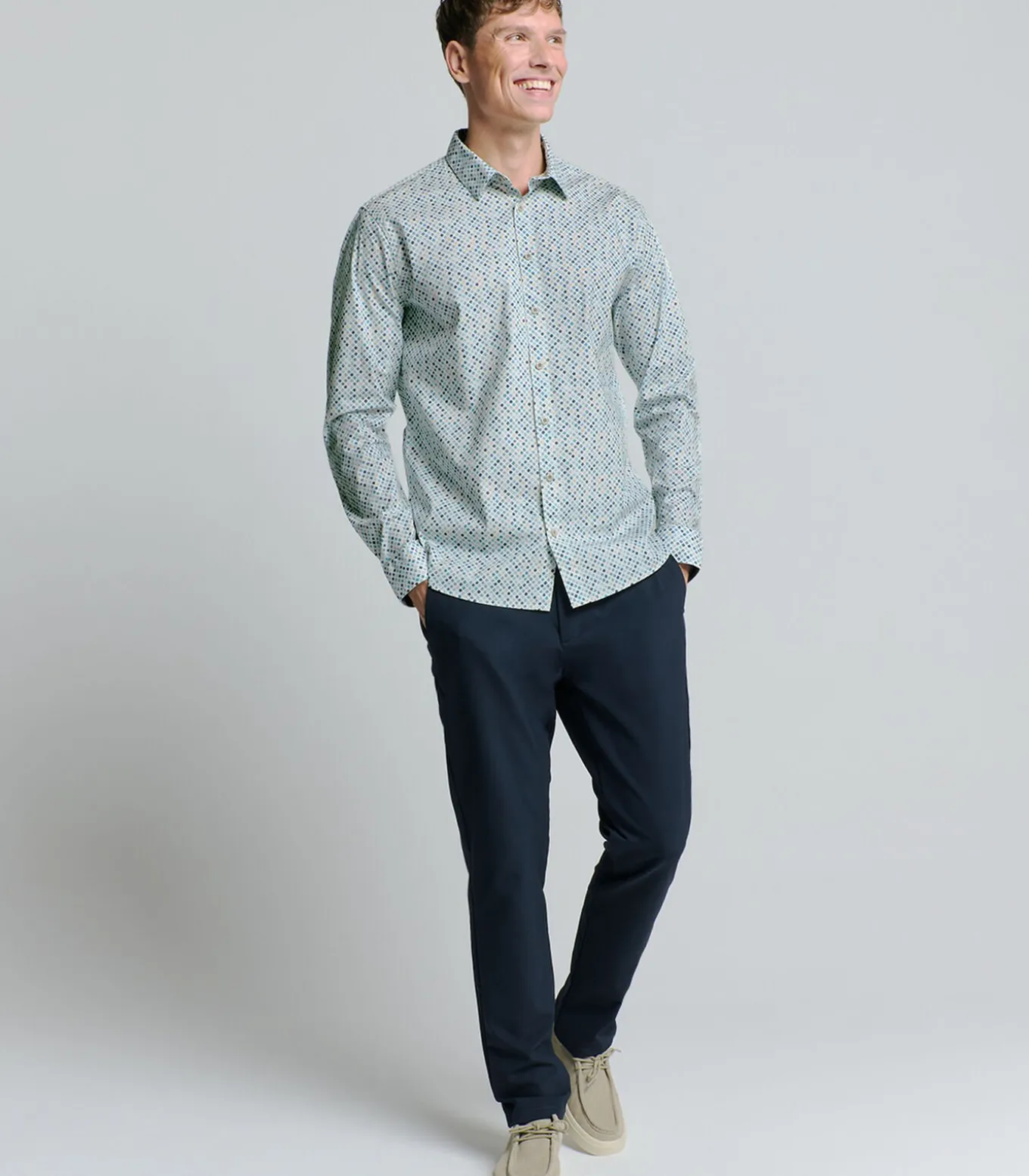 Stretch overhemd met print