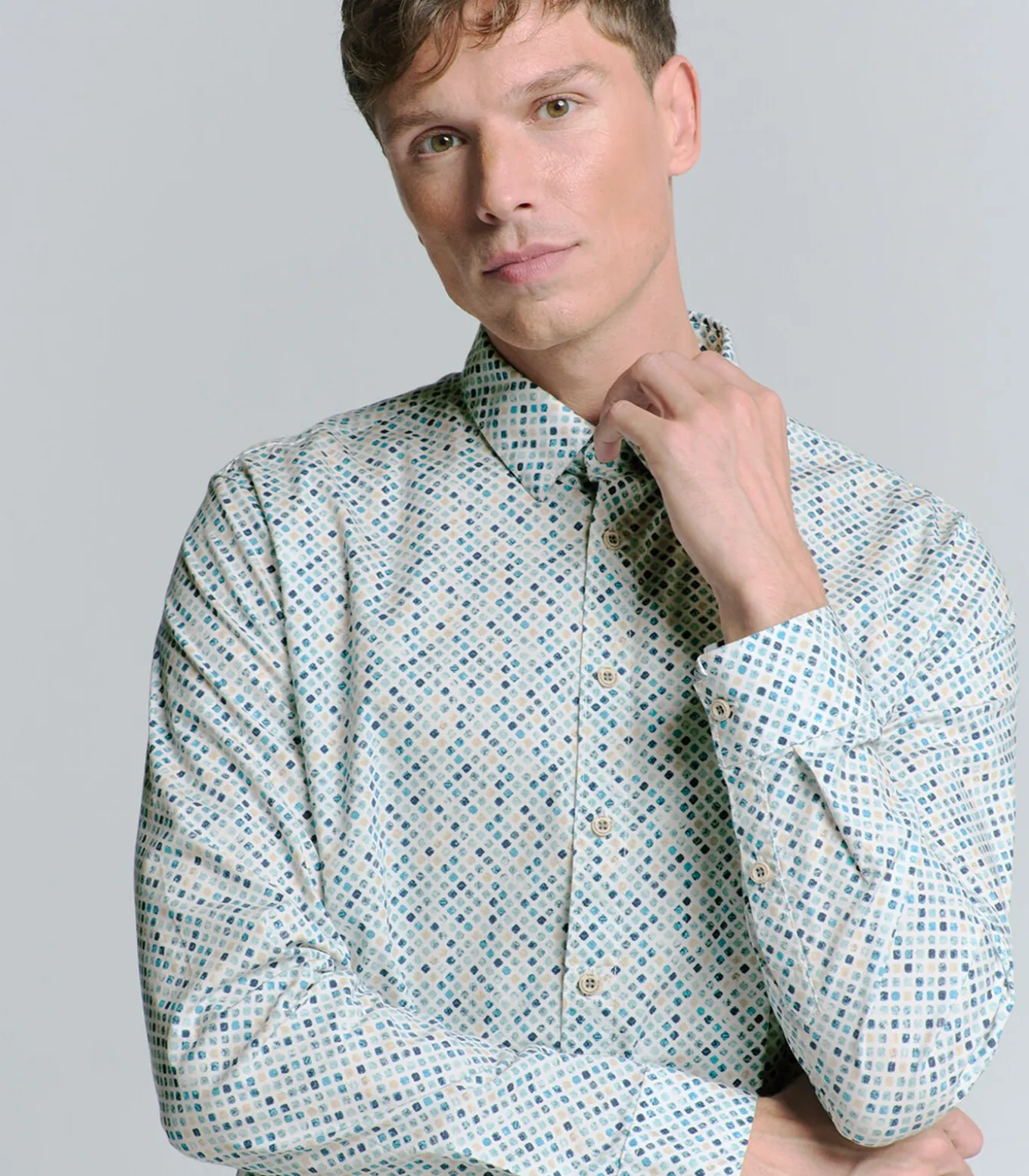 Stretch overhemd met print