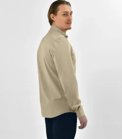 Strijkvrij Overhemd - Japanese Knitted - Beige - Slim Fit