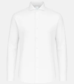 Strijkvrij Overhemd - Japanese Knitted - Wit - Slim Fit