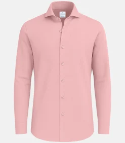Strijkvrij Overhemd - Japanese Knitted - Roze - Slim Fit