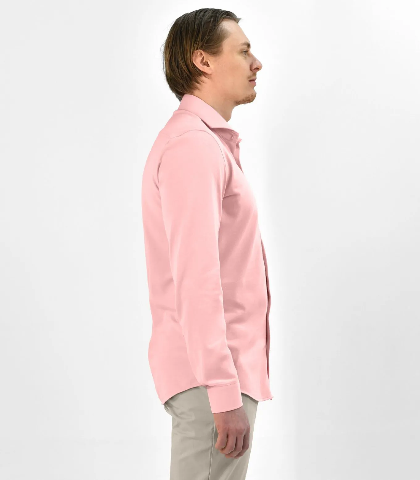 Strijkvrij Overhemd - Japanese Knitted - Roze - Slim Fit