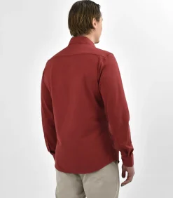Strijkvrij Overhemd - Japanese Knitted - Rood - Slim Fit