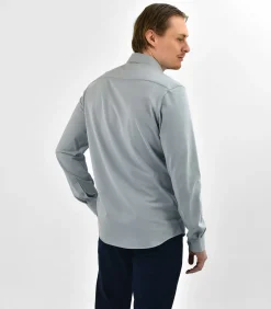 Strijkvrij Overhemd - Japanese Knitted - Lichtgrijs - Slim Fit
