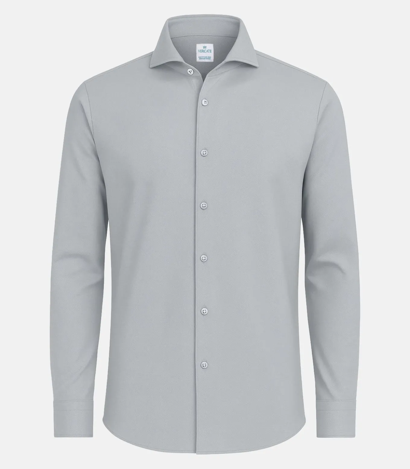 Strijkvrij Overhemd - Japanese Knitted - Lichtgrijs - Slim Fit