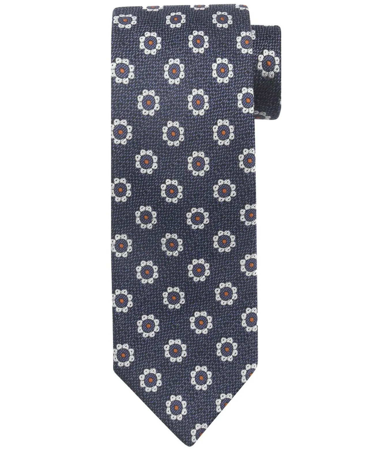 Stropdas Zijde Bloem Navy