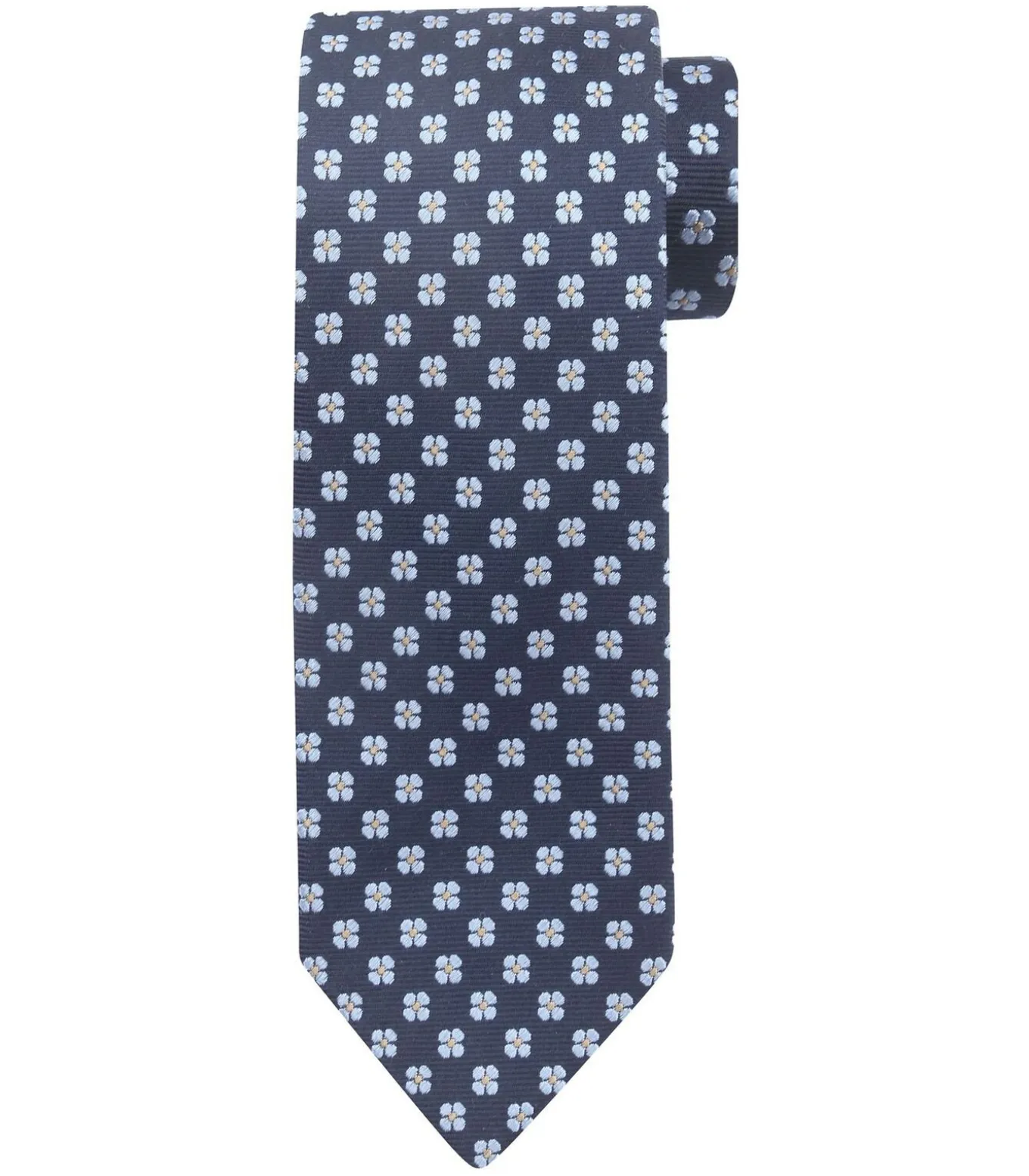 Stropdas Zijde Bloem Navy