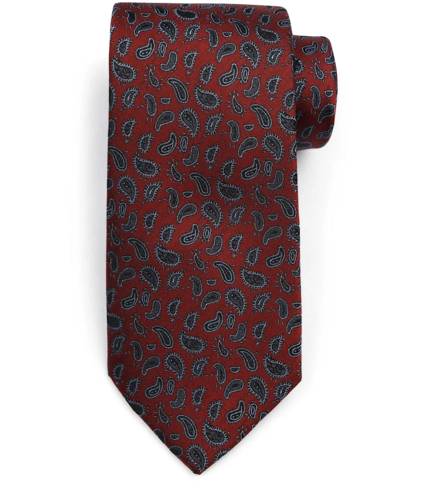 Stropdas Zijde Paisley Bordeaux
