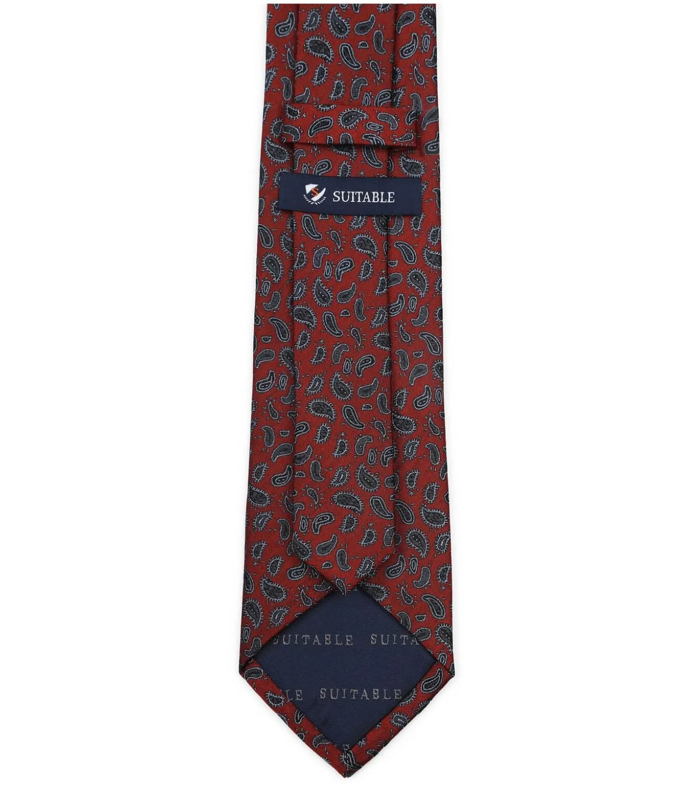 Stropdas Zijde Paisley Bordeaux