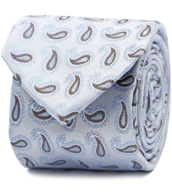Stropdas Zijde Paisley Lichtblauw