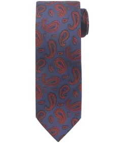Stropdas Zijde Paisley Navy