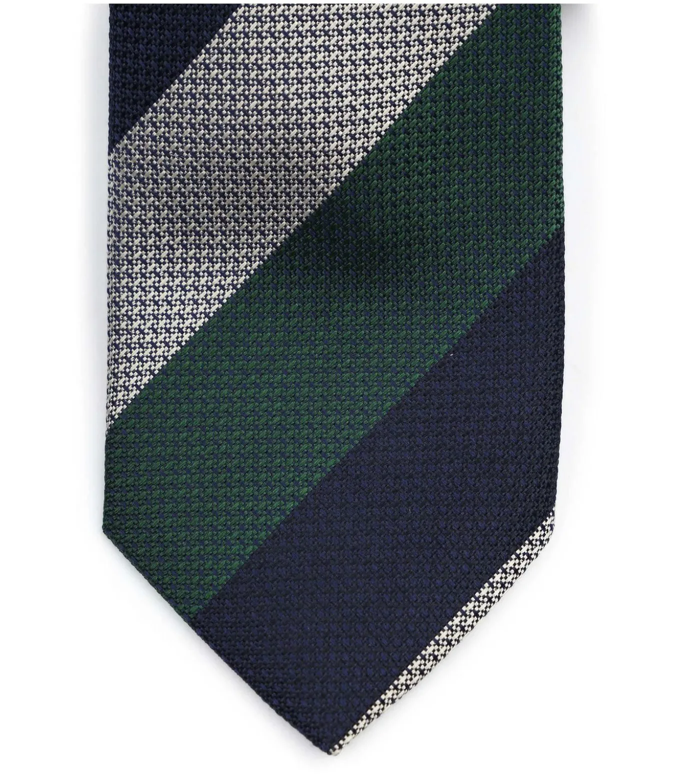 Stropdas Zijde Wide Stripe Navy Groen