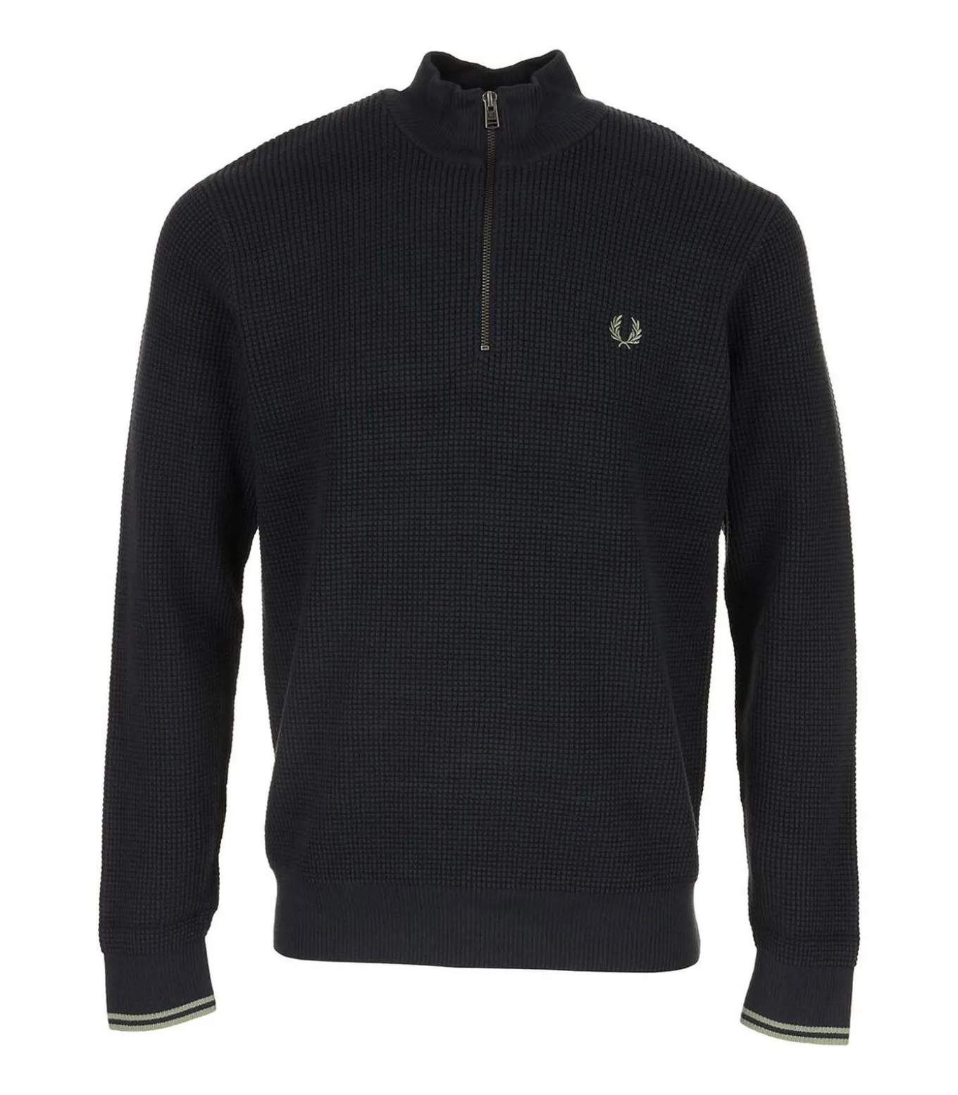 Sweater Waffle Stitch Half Zip Jumper