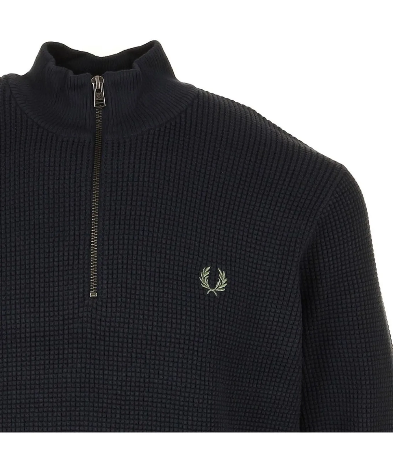 Sweater Waffle Stitch Half Zip Jumper