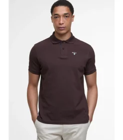 Tartan pique polo shirt - dark oak