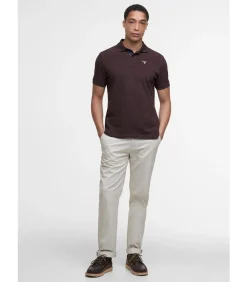 Tartan pique polo shirt - dark oak