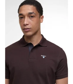 Tartan pique polo shirt - dark oak