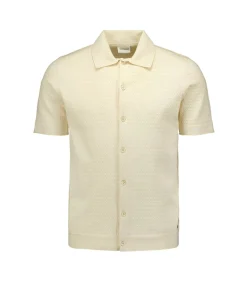 Trui Korte Mouw Volledig Knoop Mix Jacquard Effen