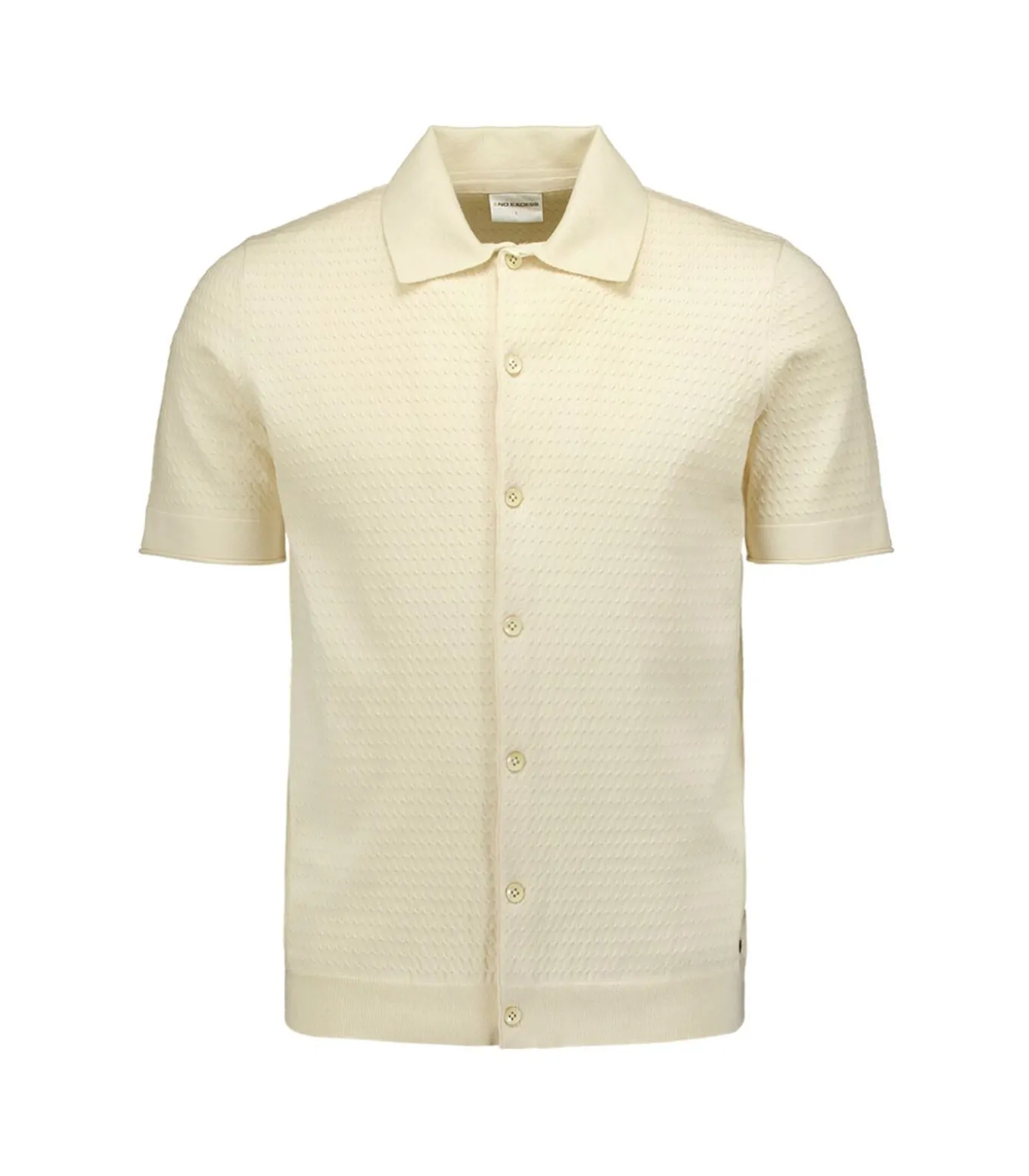 Trui Korte Mouw Volledig Knoop Mix Jacquard Effen