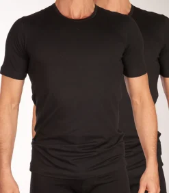 t-shirt ronde hals 2 pack 95/5 organic cotton shirts black