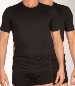 t-shirt ronde hals 2 pack 95/5 organic cotton shirts black