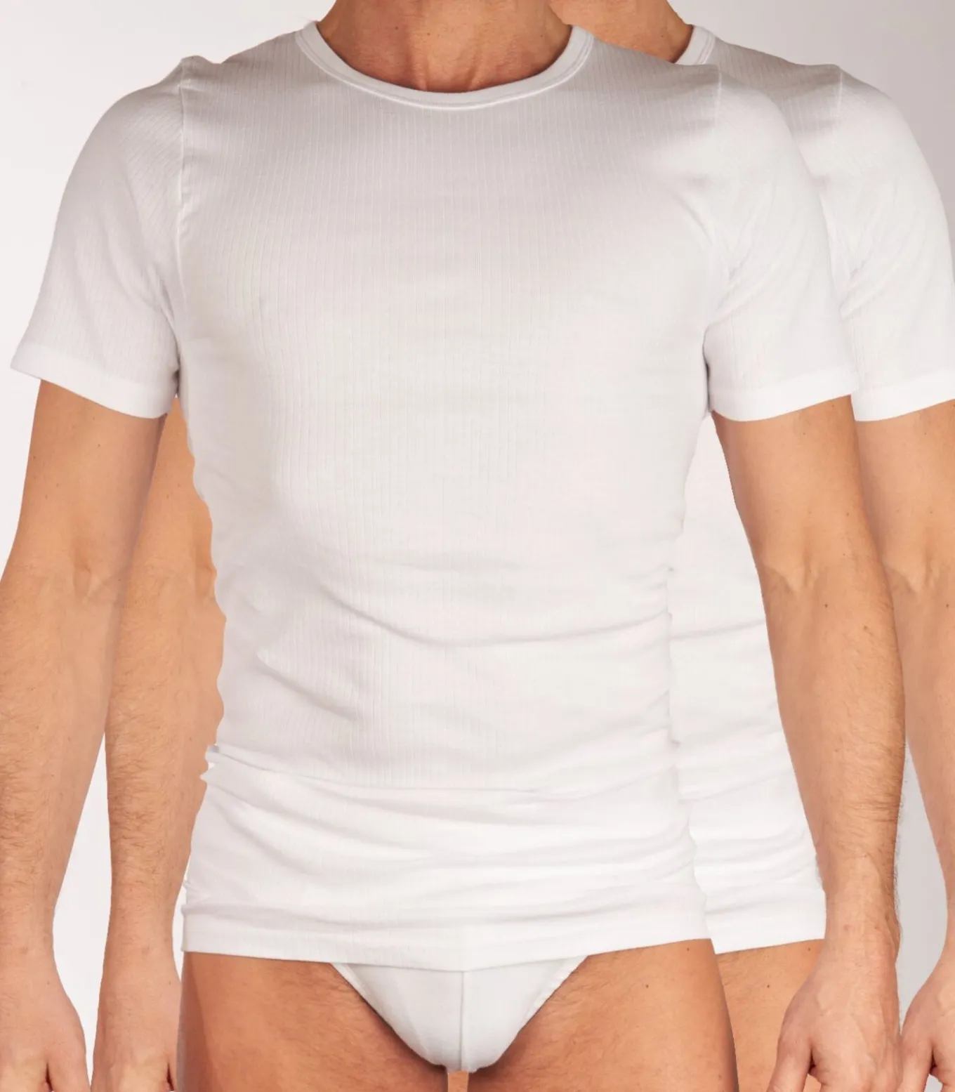 t-shirt ronde hals 2 pack new basic cotton 4-1 rib white