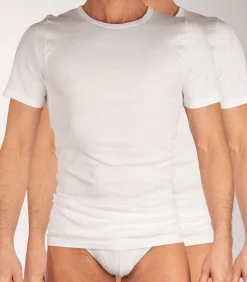 t-shirt ronde hals 2 pack new basic cotton 4-1 rib white