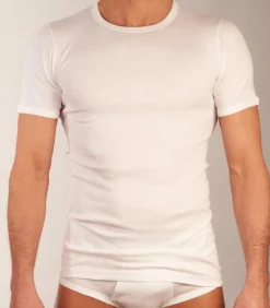 t-shirt ronde hals basic cotton 1-1 rib white