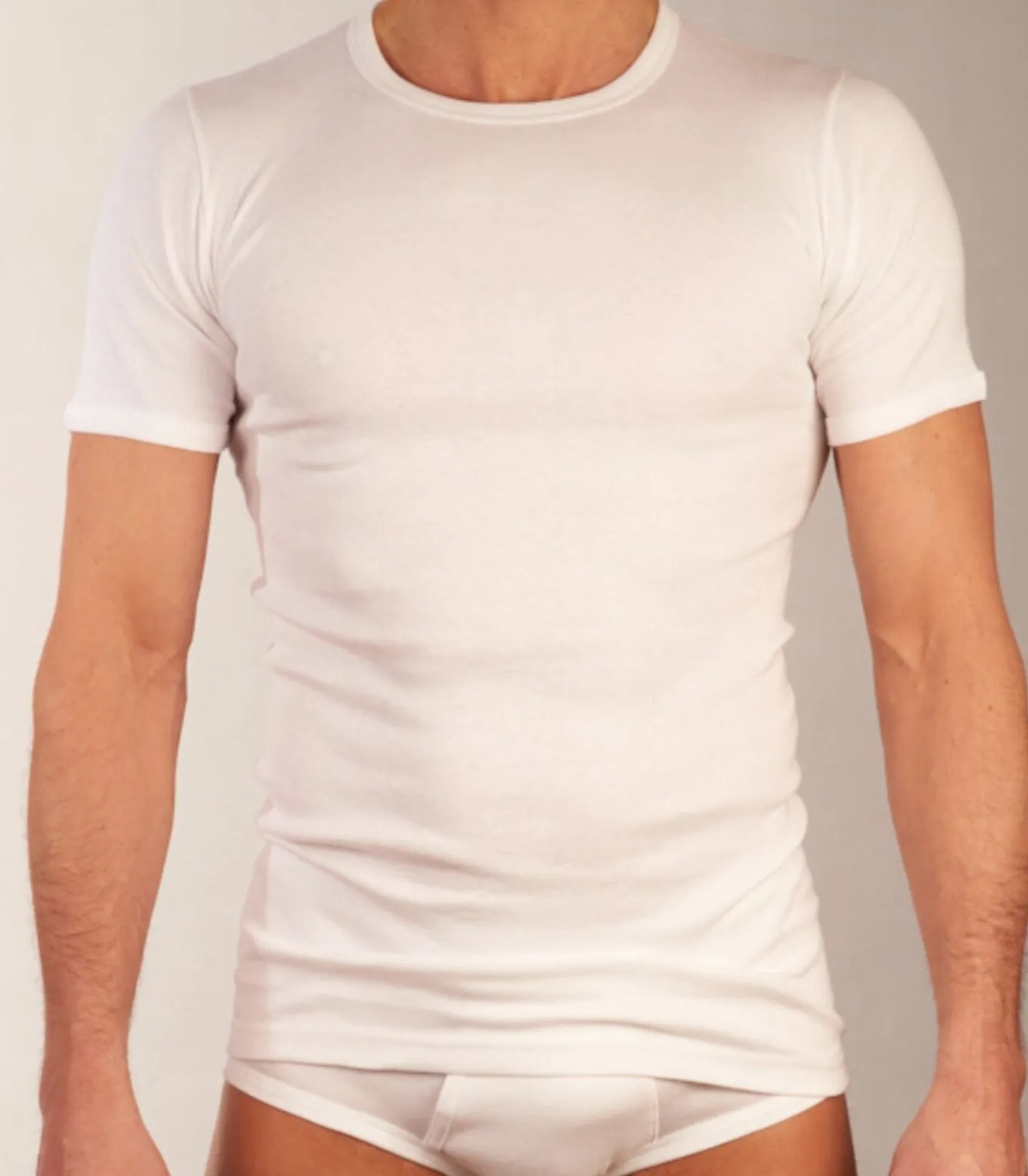 t-shirt ronde hals basic cotton 1-1 rib white